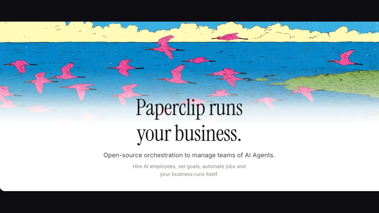 Paperclip header graphic: manage AI agents for work from one app