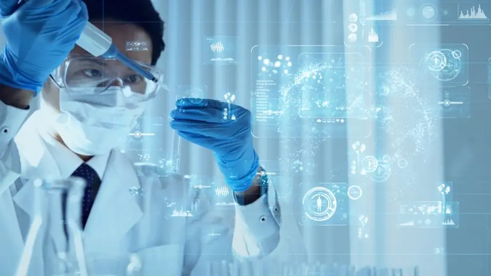AI-assisted drug discovery illustration