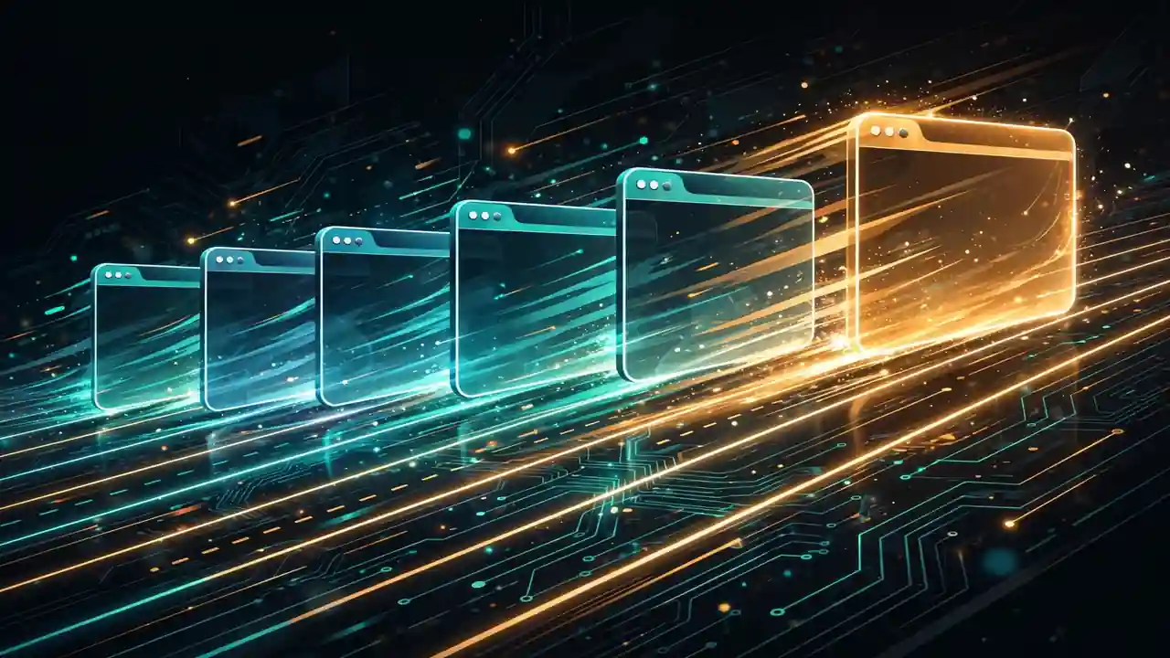 Illustration of a lightweight browser window with an AI assistant side panel.