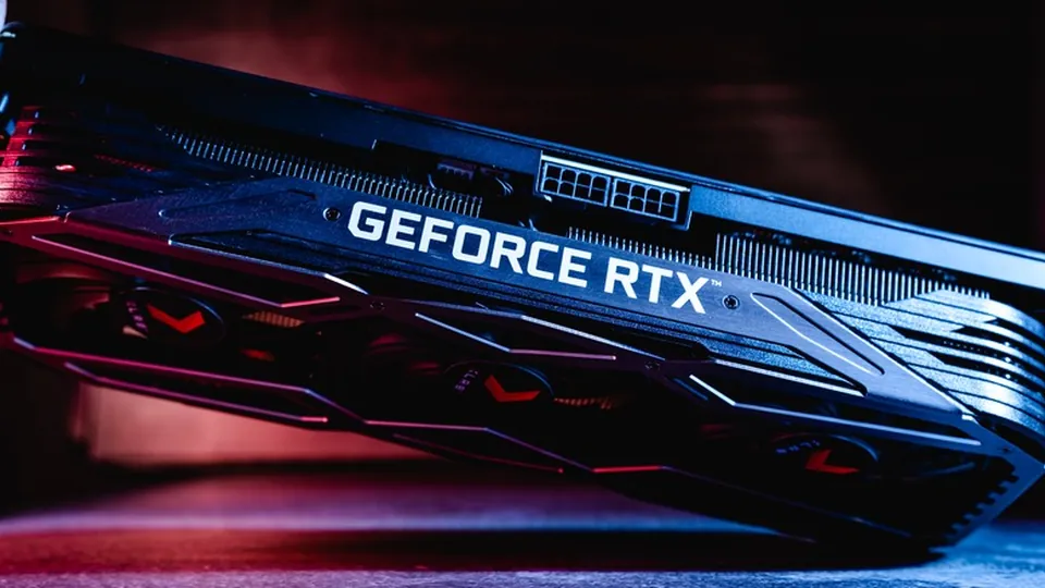 Graphics card on a dark background