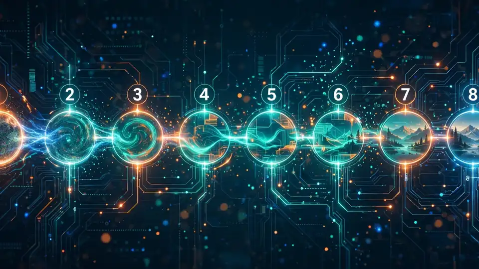 A glowing stream of pixels speeding across a chip, evoking fast generation