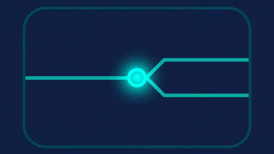 A checkpoint node on a timeline splitting into two parallel branch lines inside a virtual machine