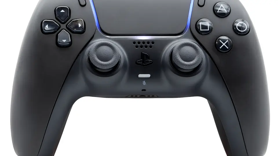 Close-up of a Midnight Black DualSense controller