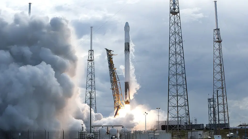 A SpaceX Falcon 9 rocket lifts off
