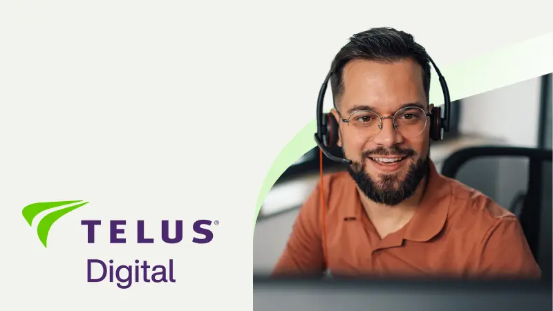 Customer service agent wearing a headset