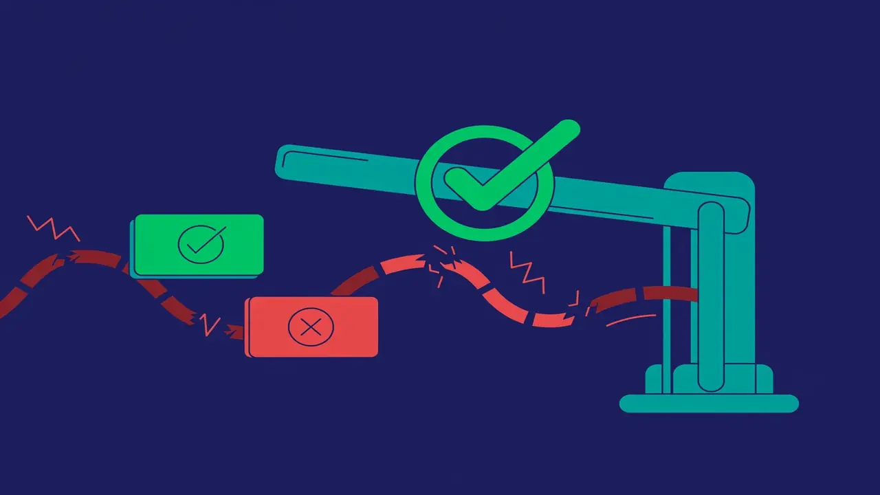 A pull request merge gate with test cases feeding in from a failing trace