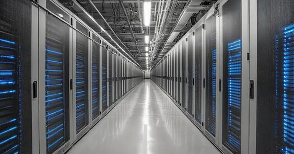A data center aisle of GPU server racks