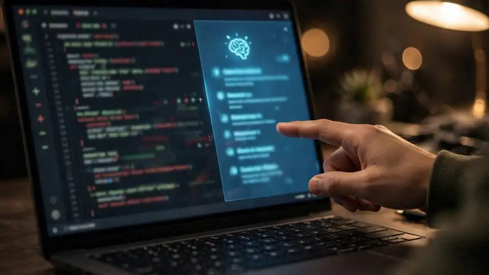 A developer reviewing a code diff with an AI explanation panel in the terminal