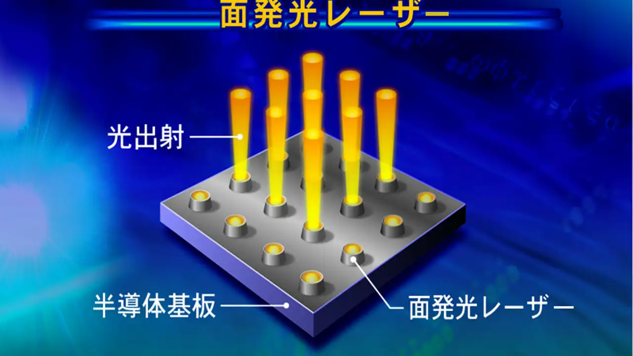 Close-up photograph of a VCSEL laser chip