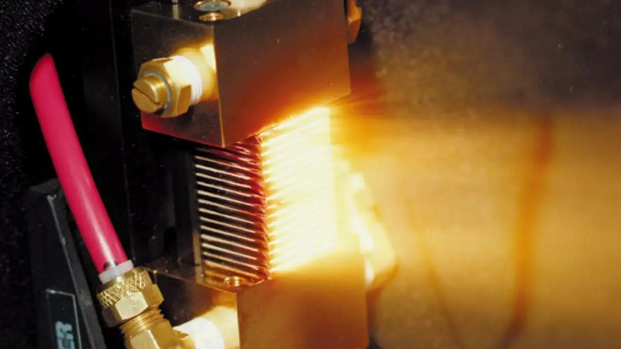 A laser diode array under test