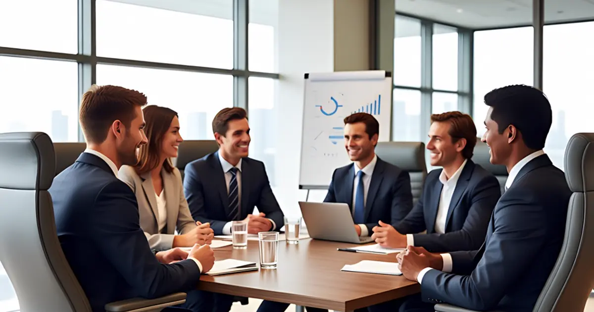 Business team meeting around a table in a modern office